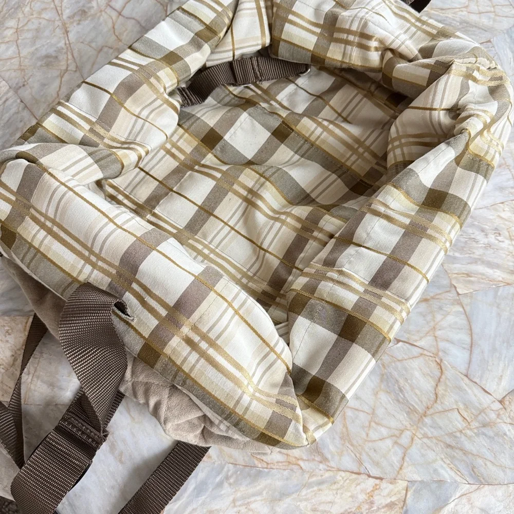 PetSafe Happy Ride Quilted Dog Booster‎ Seat Tan Plaid Fleece Small Pet Car Seat